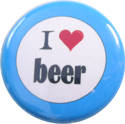 I love beer Button weiss - zum Schließen ins Bild klicken